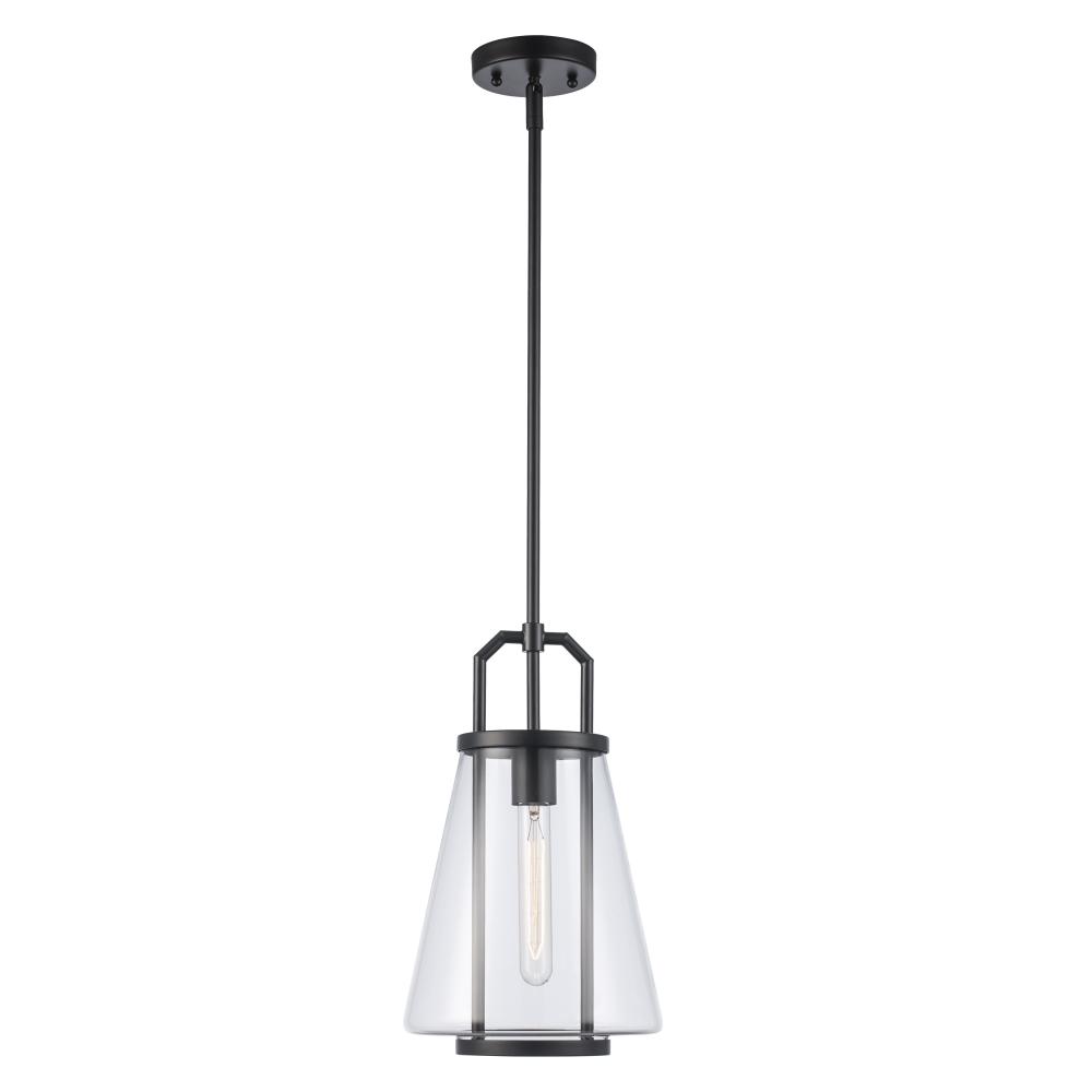 1LT PENDANT-CONE GLASS-M-BK